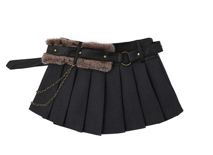 ベルトデザインプリーツスカート/2color/cm0140