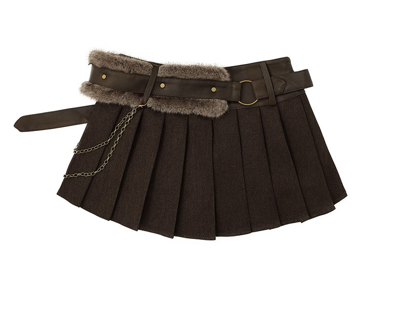 ベルトデザインプリーツスカート/2color/cm0140